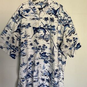 Lauren Ralph Lauren fishing shirt men’s 3XLT sword fish blue white button up